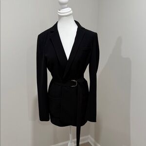 Elegant Black Women's Belted Blazer